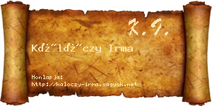 Kálóczy Irma névjegykártya